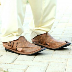 Dull Mustard Faded Stitched Peshawari Sandal AK-2721